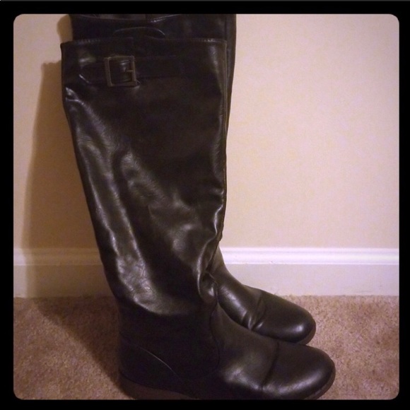 Bamboo black riding boots size 8.5 - Picture 1 of 7